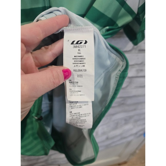 Louis Garneau Full Zip Cycling Jersey Men XL Green White Backroads Short Sleeve - Picture 5 of 8